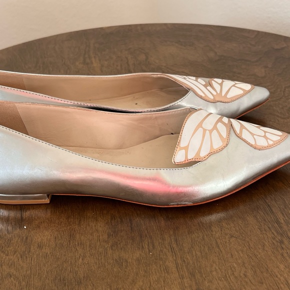 Sophia Webster Silver and Golf Mariposa Flats Women\'s Shoes 8